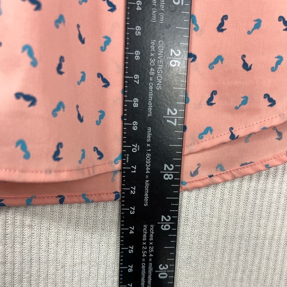 Lands’ End Men’s LARGE Traditional Fit Novelty Print Button Down Shirt Seahorses - Picture 8 of 9